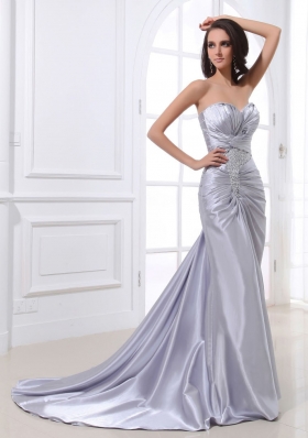 Silver Prom Dress Ruched Beading Designer Your Own