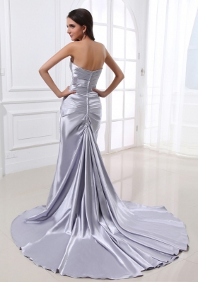 Silver Prom Dress Ruched Beading Designer Your Own