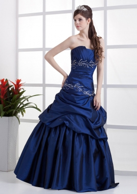 Popular Peacock Blue Prom Dress Appliques Pick-ups