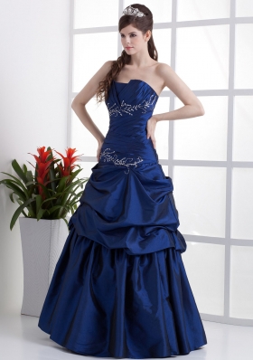 Popular Peacock Blue Prom Dress Appliques Pick-ups