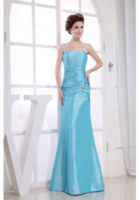 Straps Beading Mermaid Prom Dress Aqua Blue