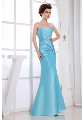 Straps Beading Mermaid Prom Dress Aqua Blue