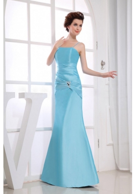 Straps Beading Mermaid Prom Dress Aqua Blue