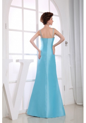 Straps Beading Mermaid Prom Dress Aqua Blue