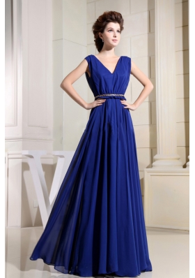 Royal Blue Prom Dress For Homecoming V-neck Chiffon