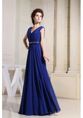 Royal Blue Prom Dress For Homecoming V-neck Chiffon