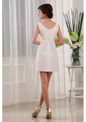 White Square Beading Prom Dress Mini-length