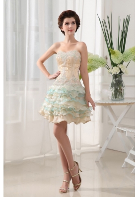 Colorful Ruffled Layers Short prom Dress Beading