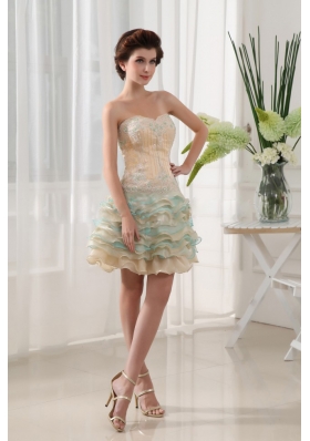 Colorful Ruffled Layers Short prom Dress Beading