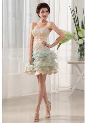 Colorful Ruffled Layers Short prom Dress Beading