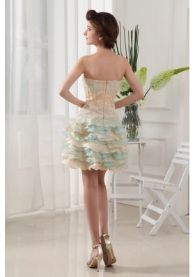 Colorful Ruffled Layers Short prom Dress Beading