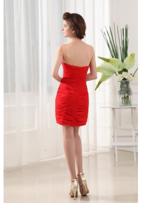 Appliques Red Prom Dress Column Mini-length