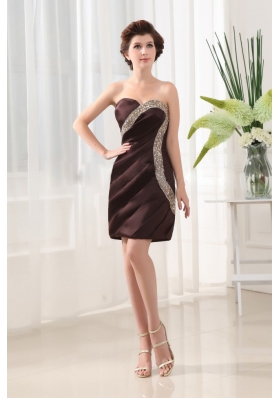 Stylish Beading Column Brown Prom Dress Mini-length