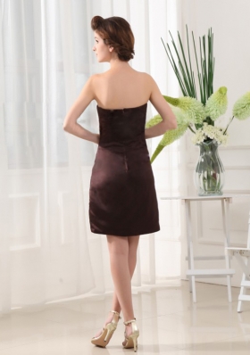 Stylish Beading Column Brown Prom Dress Mini-length