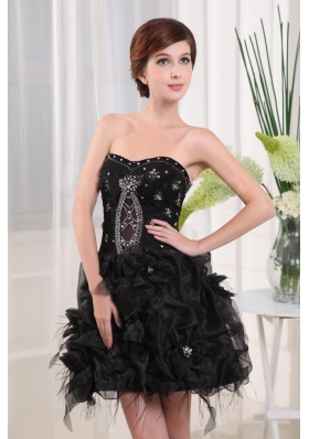 A-Line Beading Black Mini-length Graduation Dress