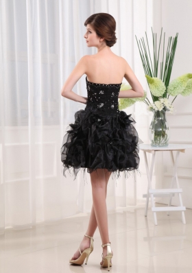 A-Line Beading Black Mini-length Graduation Dress