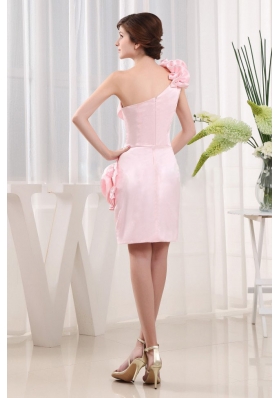 High-lo One Shoulder Baby Pink Prom Dress Hand Made