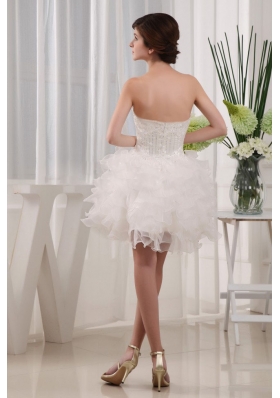 Customize White Prom Cocktail Dress Ruffles