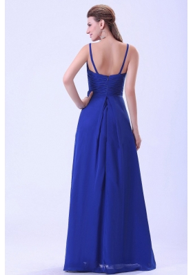 Royal Blue Prom Dress Spaghetti Straps Hand Made