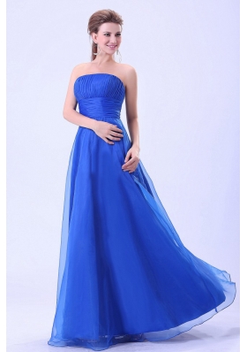 Blue 2013 Prom Dress Empire Organza Pleats