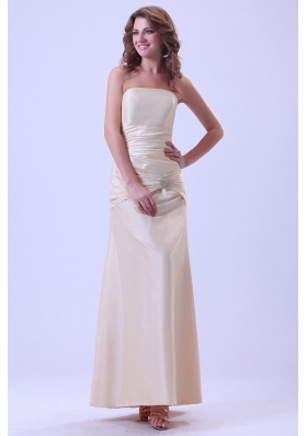 Champagne Beaded Prom Dress Ankle-length Design
