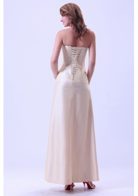 Champagne Beaded Prom Dress Ankle-length Design