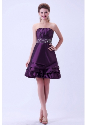 Dark Purple Beaded Short Homecoming Dress For Prom