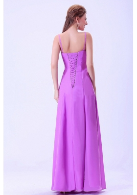 Lavender Bridesmaid Dresses Spaghetti Straps Ruffles