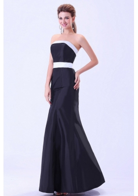 Simple Black Bridesmaid Dresses Column White Belt