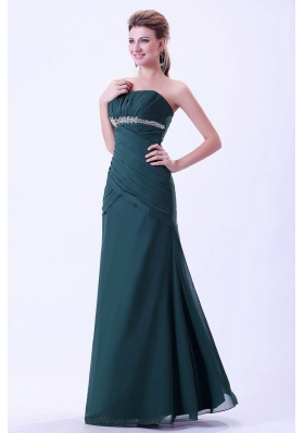 Green Prom Dress for Evening Appliques Ruching