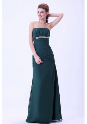 Green Prom Dress for Evening Appliques Ruching