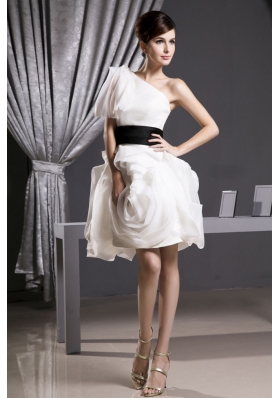 Short Wedding Dress Belt One Shoulder Short Sleeve