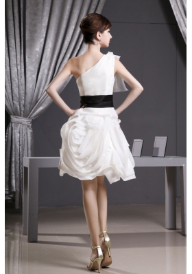 Short Wedding Dress Belt One Shoulder Short Sleeve