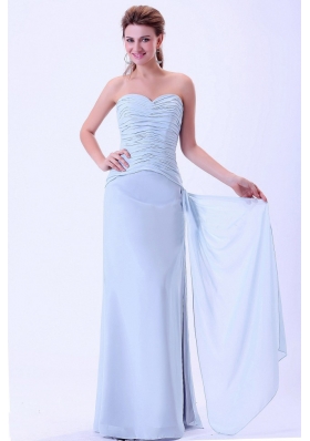 Elegant Light Blue Ruched Prom Dress For Cheap