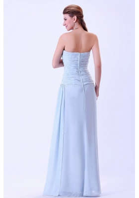 Elegant Light Blue Ruched Prom Dress For Cheap