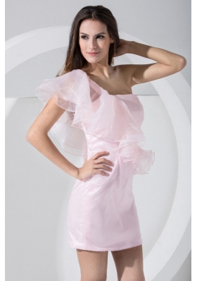 Light Pink Cocktail Dress One Shoulder Short For Club