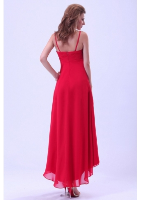 High-low Coral Red Prom Homecoming Dress Straps