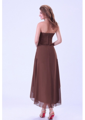 Hi-low Customize Prom Homecoming Dress Brown Chiffon