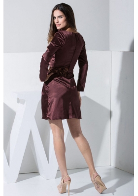 Burgundy Short V-neck 2013 Mother Dresses Long Sleeves