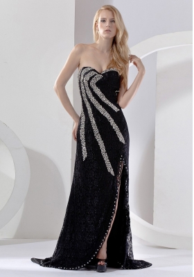 High Slit Beading Brush 2013 Prom Dress Stunning