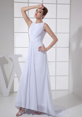 Bateau White Mother Bride Dress Brush High Low