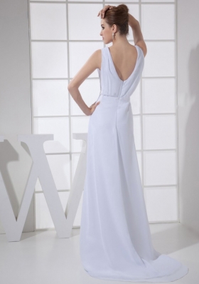 Bateau White Mother Bride Dress Brush High Low