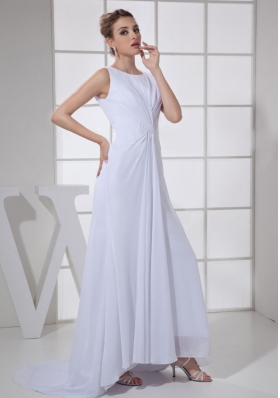 Bateau White Mother Bride Dress Brush High Low