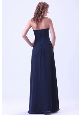 Navy Bridesmaid Dresses Ruched Floor Length