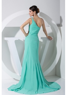 Side Cutouts Beading Single Strap Brush Prom Evening Dress