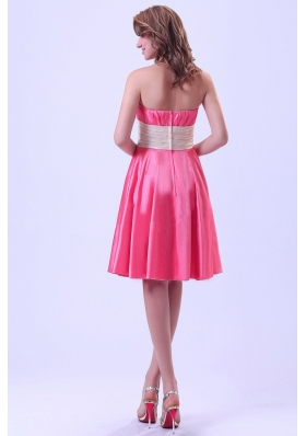 Hot Pink Bridesmaid Dresses Ruching Knee-length