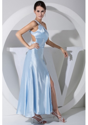 Side Cutout Slit Beading Ankle-length Prom Dress 