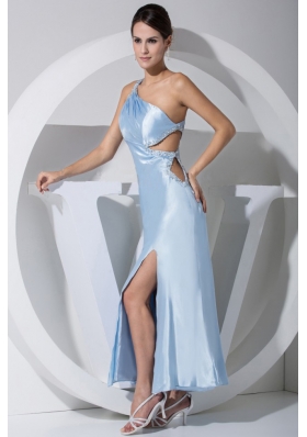 Side Cutout Slit Beading Ankle-length Prom Dress 