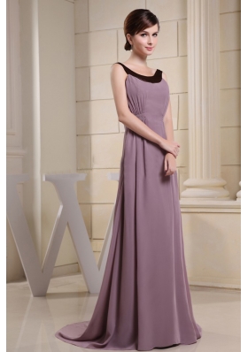 Scoop Mother Bride Dress Light Purple and Brush 