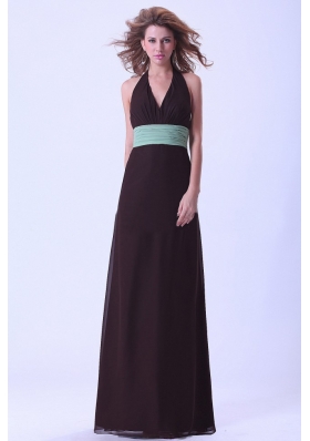 Halter Tied Back Bridesmaid Dresses Belt Backless